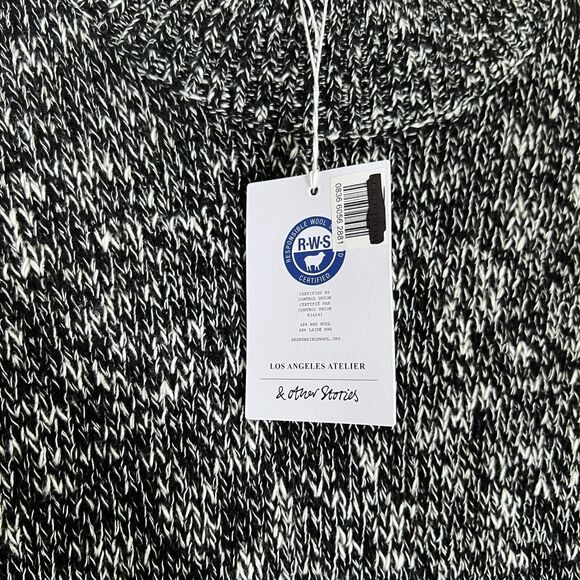 & Other Stories Black Knitted Side Slit Midi Sweater Dress Size S Mock Neck NWT - Picture 6 of 12